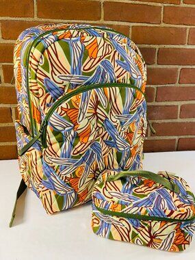 Vera Bradley Large Backpack AND Cosmetic Case - Dragonfly By Pattern